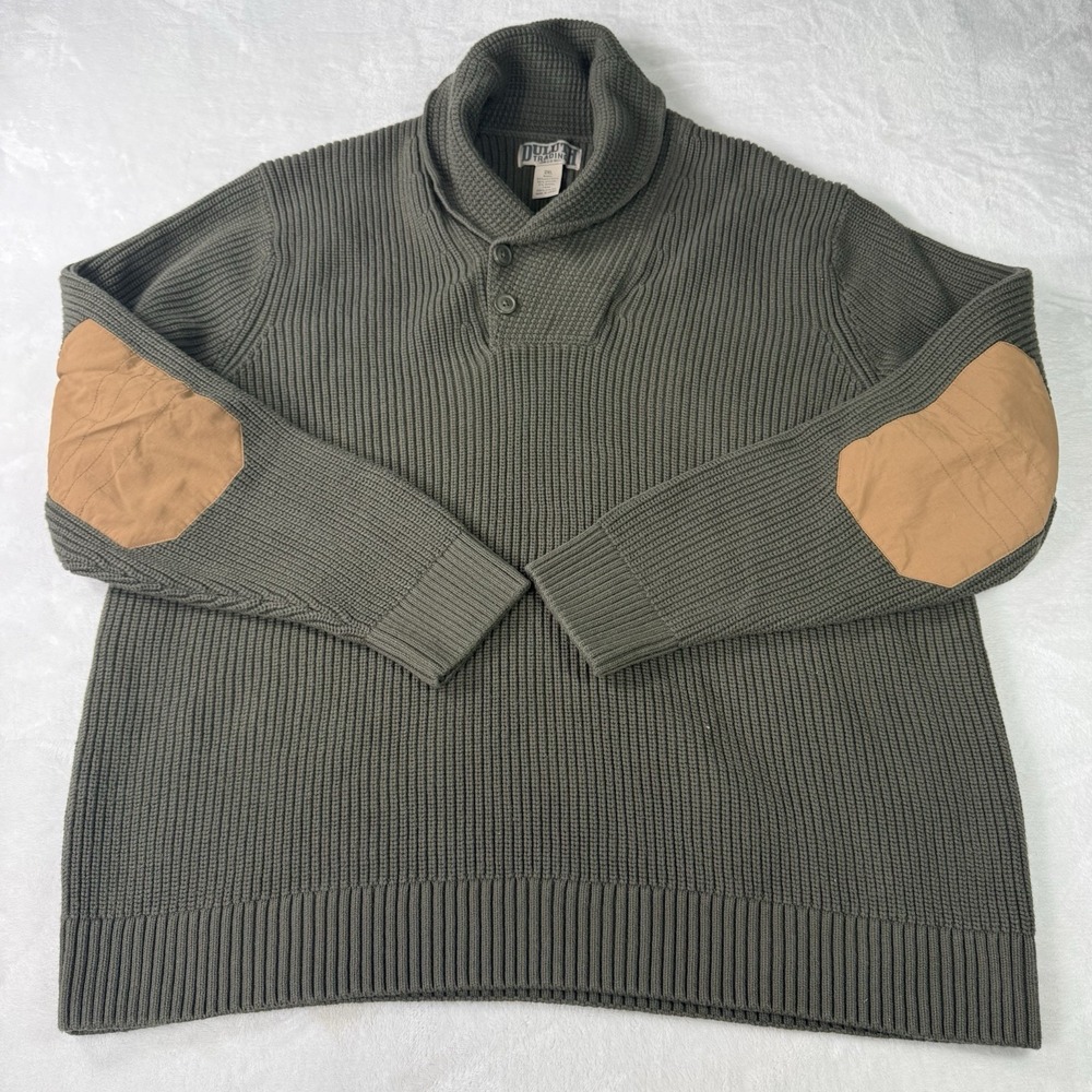 Lot of 2 Duluth Trading Co Sweater Mens 2XL Shawl Collar Cotton Wool Elbow Patch - Picture 3 of 11